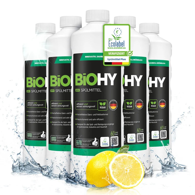 BiOHY détergent pour lave-vaisselle, lave-mains, nettoyant vaisselle
