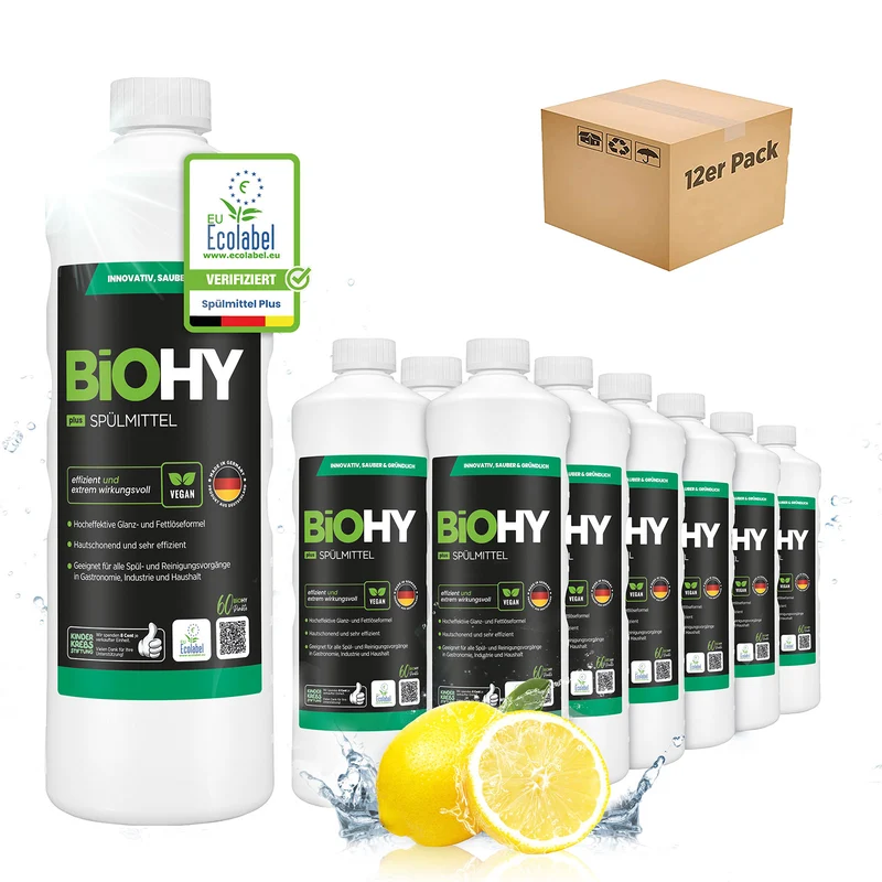 BiOHY détergent pour lave-vaisselle, lave-mains, nettoyant vaisselle