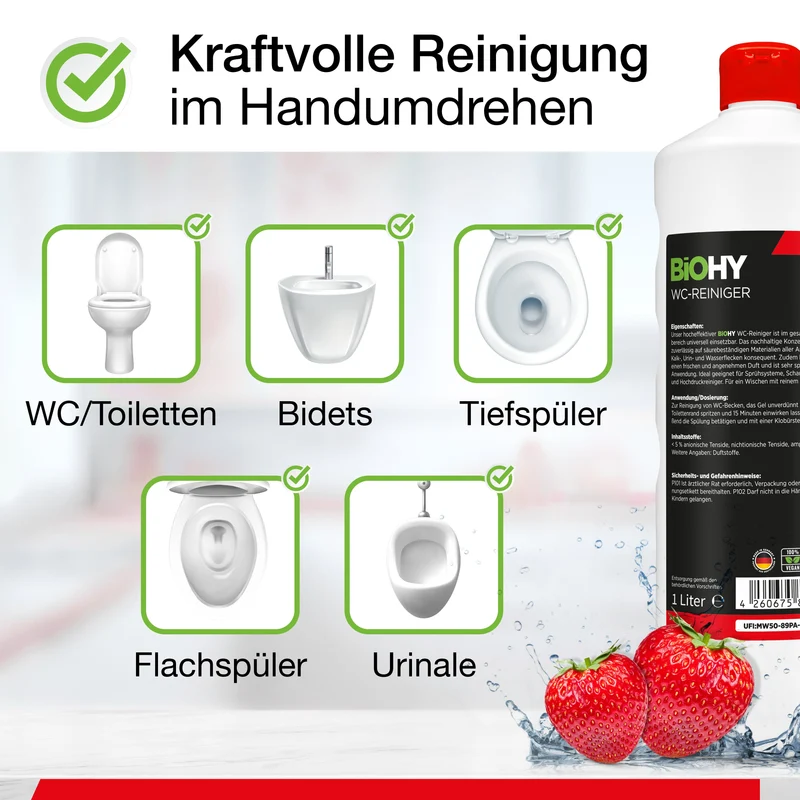 BiOHY nettoyant pour WC, nettoyant pour toilettes, nettoyant pour toilettes, rafraîchissant pour WC